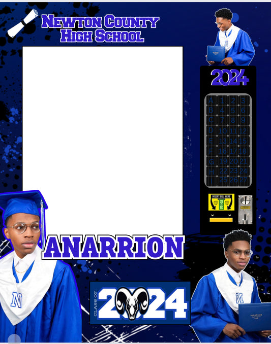 Graduation blue snack vending machine editable